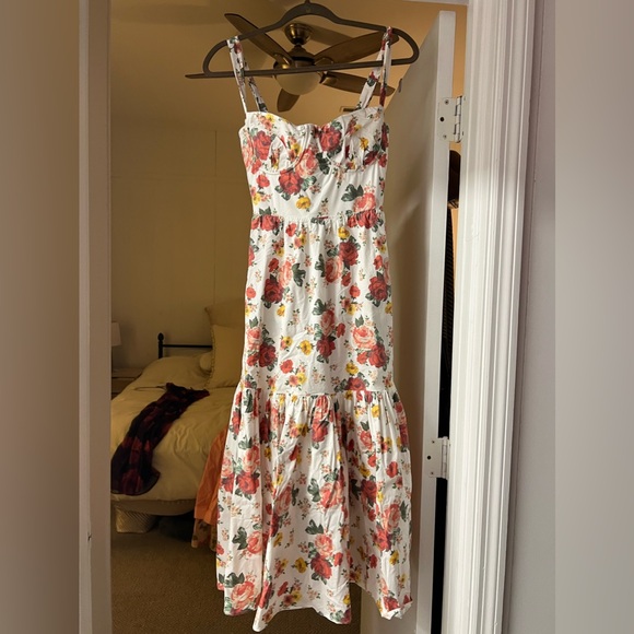 House of CB ELIA ITALIAN ROSE PRINT COTTON MIDI SUNDRESS NWOT XS plus cup! - Picture 6 of 12